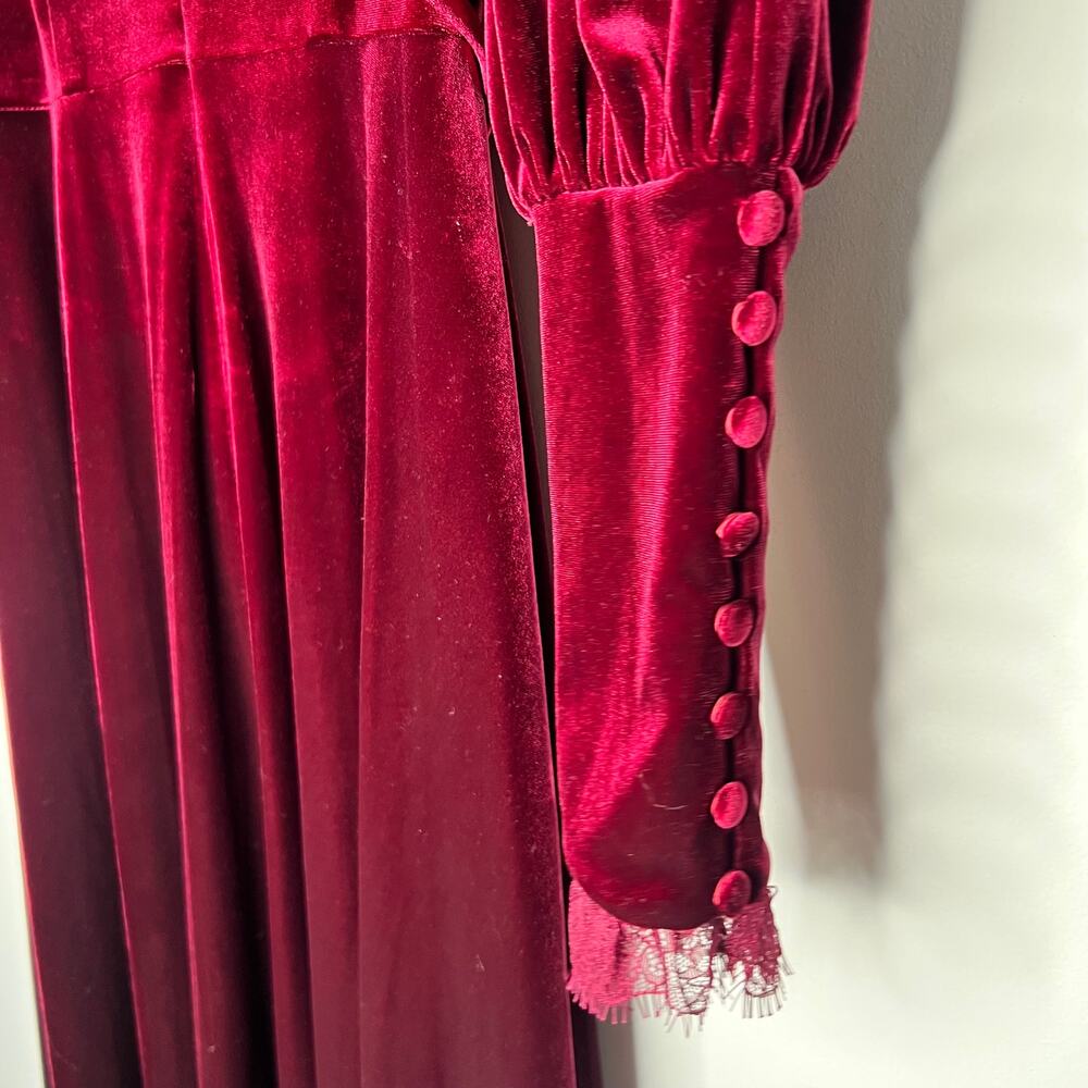 Antonio Melani Red Velvet Midi Dress Size 4 - Picture 8 of 9